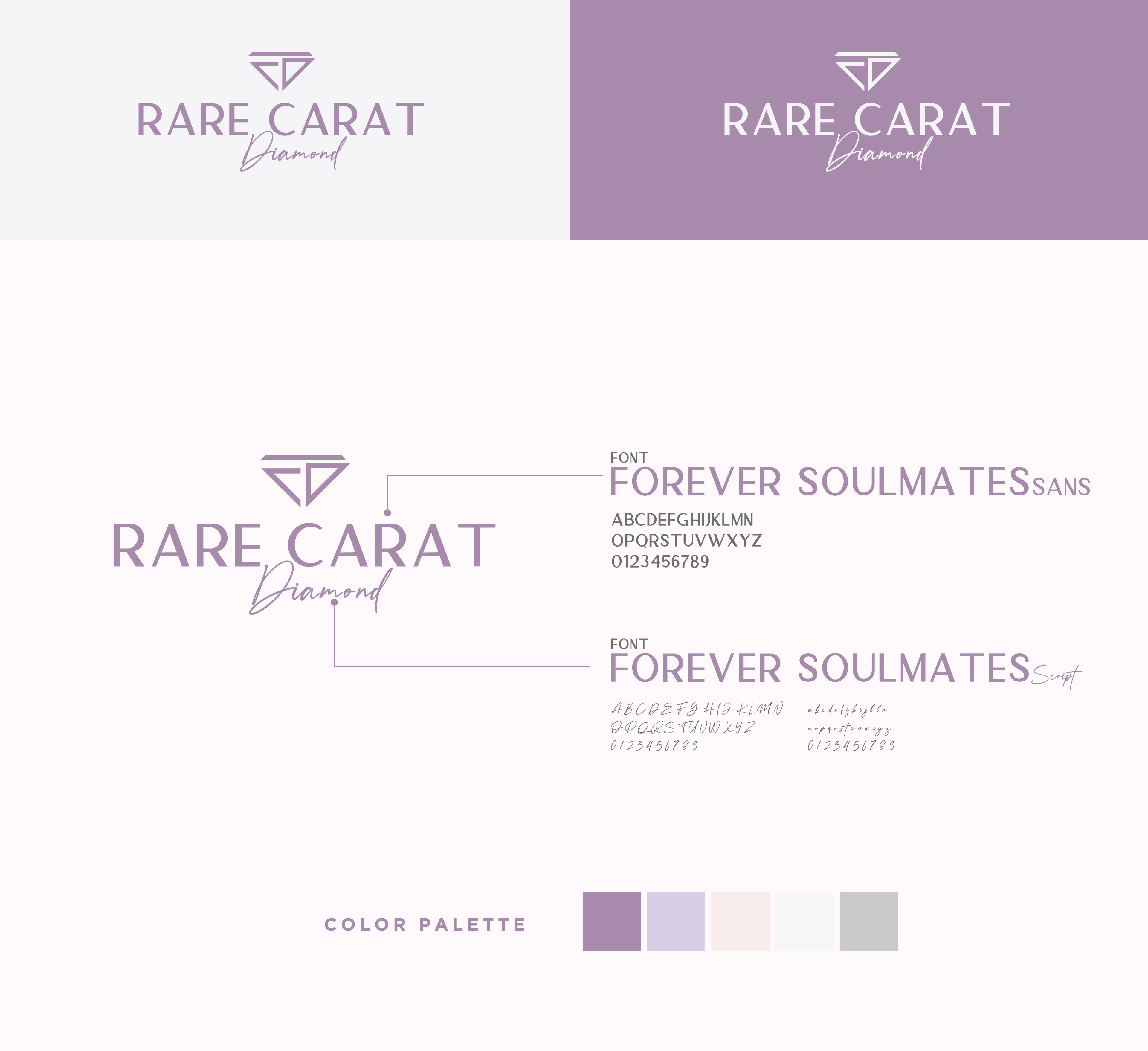 Rare Carat Diamond brand guidelines — logo system, typography, color palette