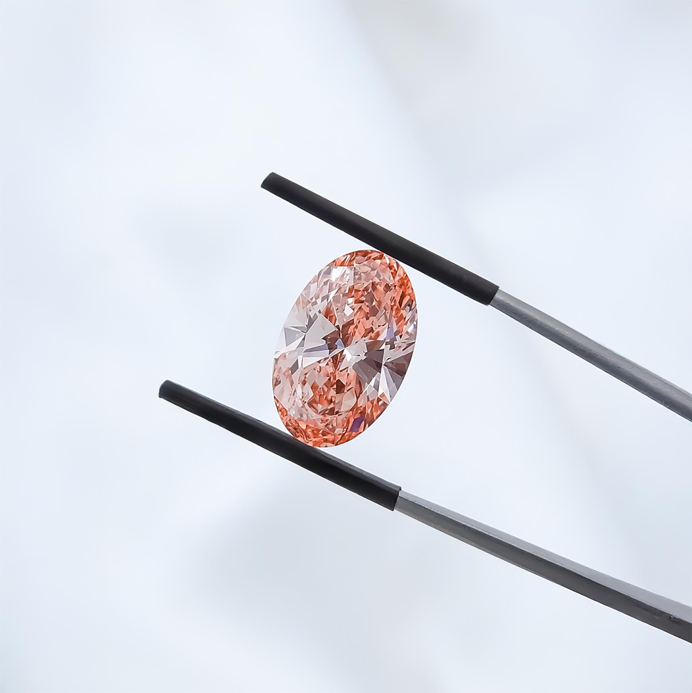 3CT Pink Oval Cut Lab Grown Diamond