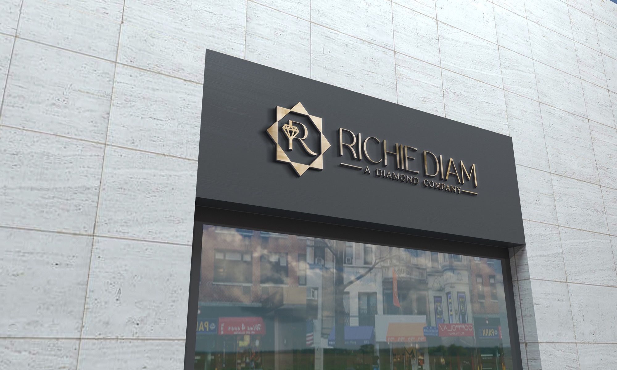 Richie Diam gold signboard mockup