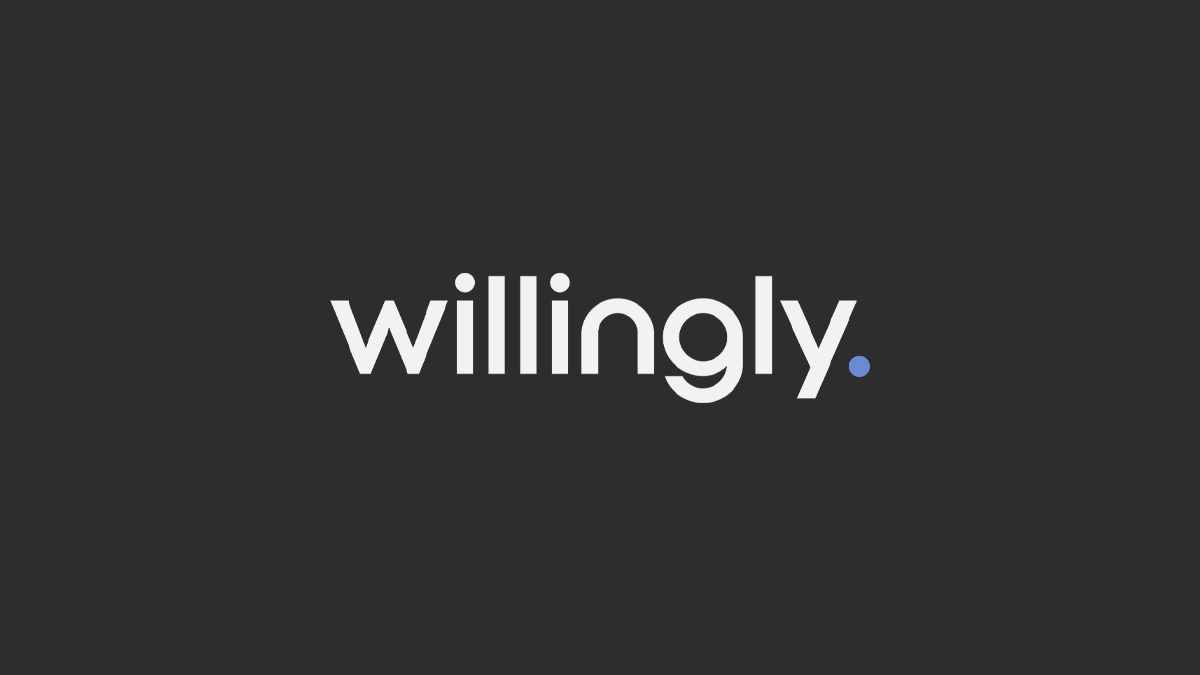Willingly logo on dark background